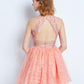 peach homecoming dress, short homecoming dress, two pieces prom dress, beaded homecoming dress, junior homecoming dress, BD3788