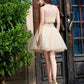 two pieces short beaded cute A-line junior homecoming dress, BD3789
