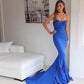 formal simple sweetheart mermaid long royal blue evening dress, BD6443
