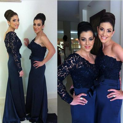 long mermaid bridesmaid dress ,modest bridesmaid dress,one long sleeve bridesmaid dress,custom bridesmaid dress , PD66