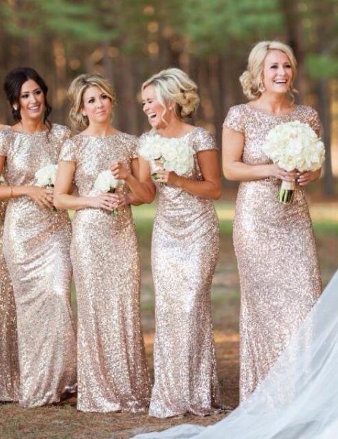 Fashion bridesmaid dress,Scoop bridesmaid dress, Sequin bridesmaid dress ,Floor-length Bridesmaid dress,PD77
