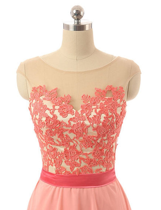 orange long lace appliques Bridesmaid Dress, PD08