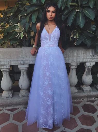 elegant charming v-neck lace long prom dress, PD8597