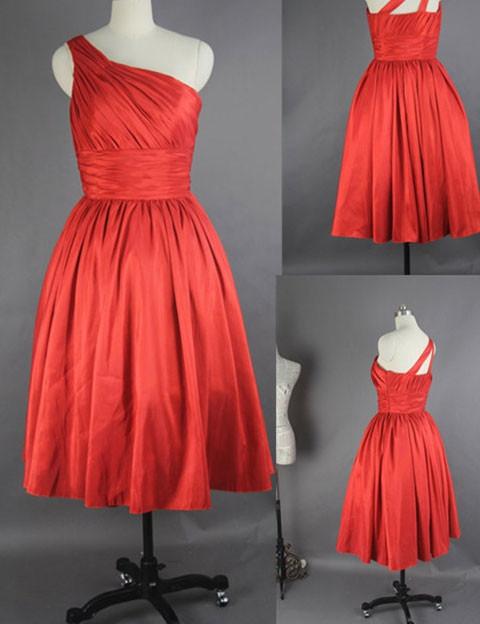 One-shoulder bridesmaid dress,Short bridesmaid dress,Sweetheart bridesmaid dress ,Knee-length Bridesmaid dress ,PD83