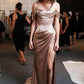 long off shoulder side slit prom dress, elegant evening dress, PD4117