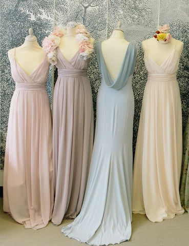 V-neck bridesmaid dress,Simple bridesmaid dress ,Floor-length Bridesmaid dress ,PD88