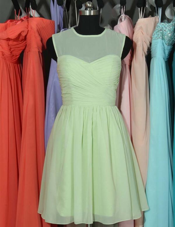 Handmade bridesmaid dress,O-neck bridesmaid dress ,Knee-length Bridesmaid dress ,PD91