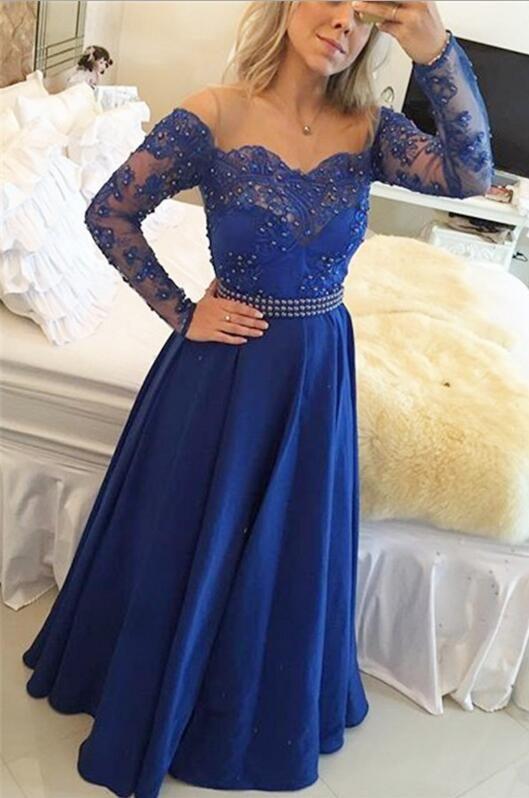 royal blue prom dress, long prom dress, lace prom dress,evening dress, lace prom dress, BD401