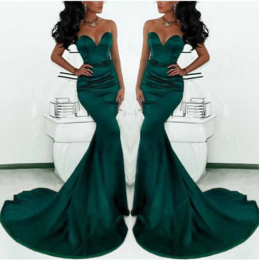 sweetheart mermaid emerald green formal long prom dresses, PD8855