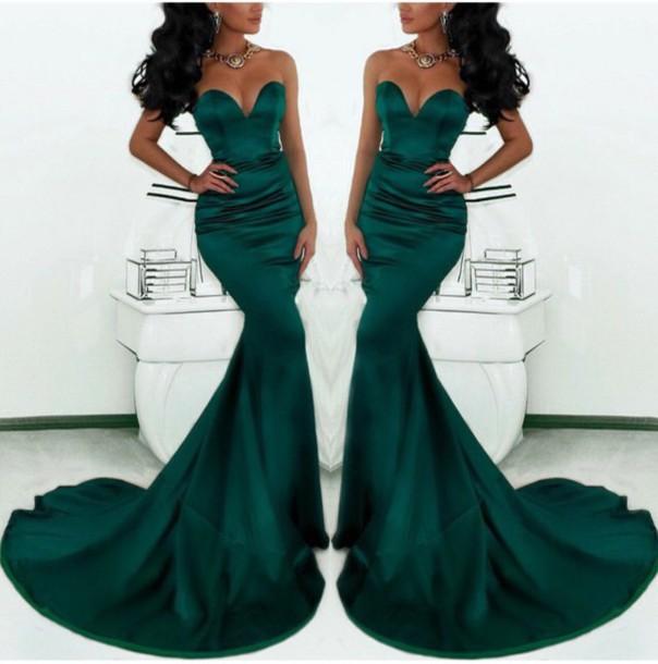 2020 sweetheart mermaid emerald green formal long prom dresses, PD8855