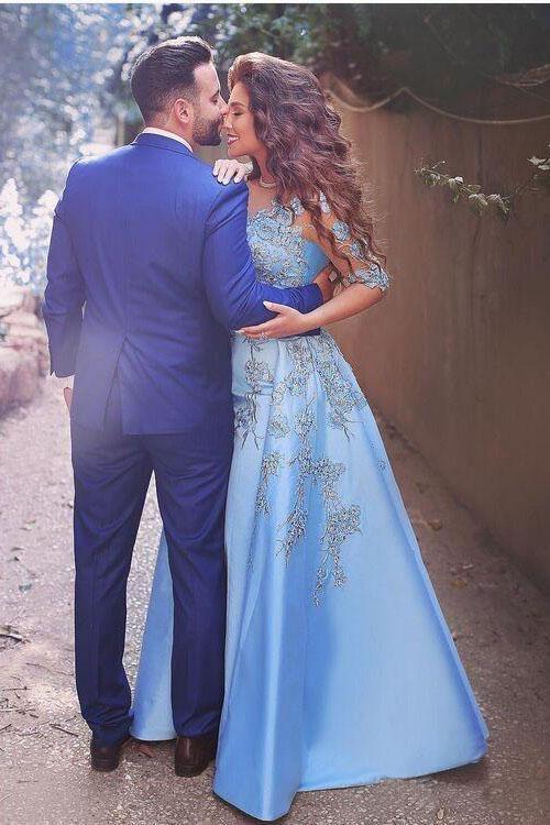 light blue couple dress Light Blue Elegant Long Evening Gown Women Sexy Prom Dresses fg3848 formalgowns
