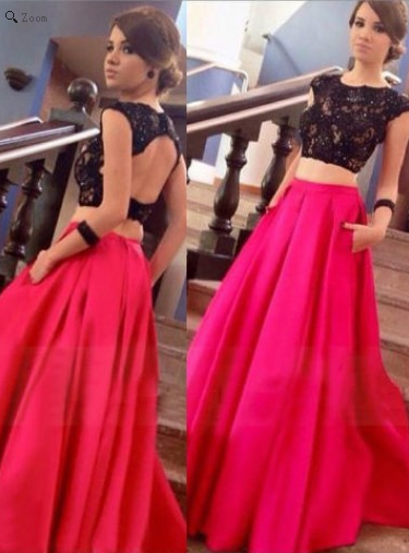 two pieces prom dress, long prom dress, open back prom dress,  prom dress, A-line evening dress, BD522