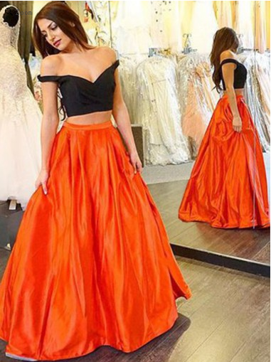 two pieces prom dress, long prom dress, off shoulder prom dress, A-line prom dress,party dress, BD527