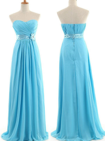 strapless blue chiffon long bridesmaid dresses ,BD46573