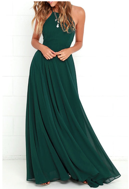 Cheap Chiffon Long Bridesmaid Dresses Green A-Line Bridesmaid Dresses Spaghetti Straps Backless Bridesmaid Dresses