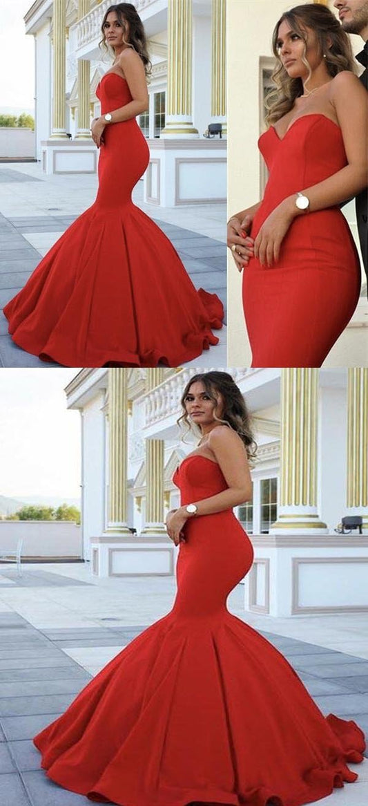 Chic Strapless Sleeveless Sweetheart Mermaid Full-length Prom Dresses