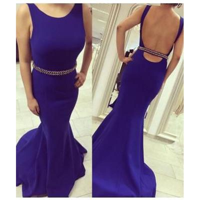 royal blue prom dress, long prom dress, backless prom dress, mermaid prom dress, evening dress, BD517