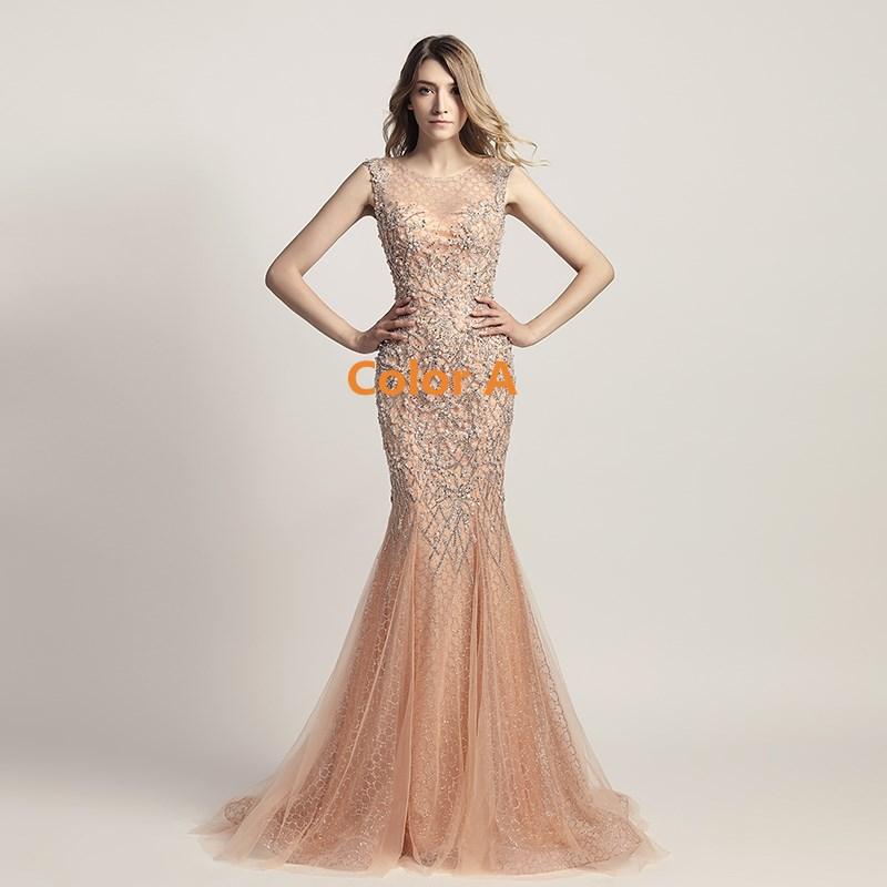 Elegant Beaded Long Prom Dresses Pearls Evening Dresses Mermaid Sleeveless Formal Dresses,LX445
