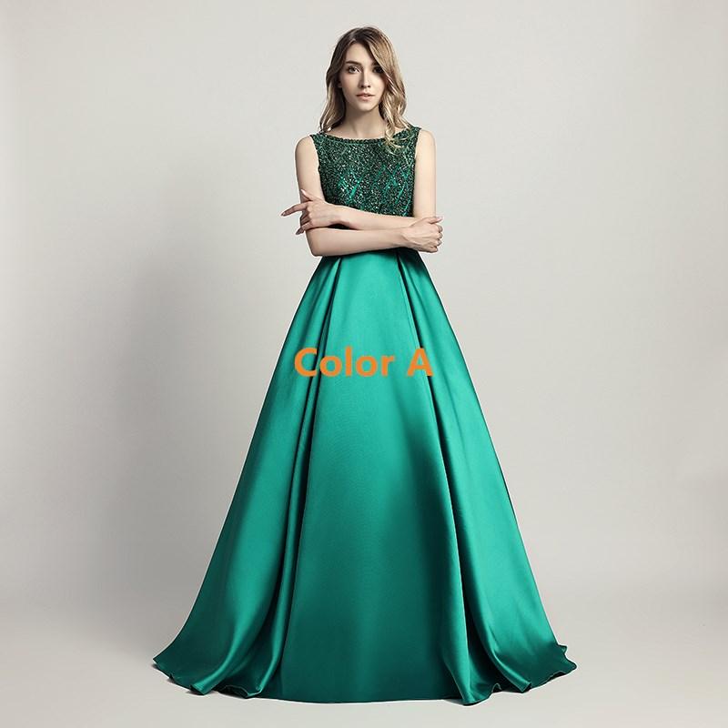 Elegant Beaded Long Prom Dresses | Satin A-Line Evening Dresses | JLDressCA Elegant Beaded Long Prom Dresses | Satin A-Line Evening Dresses | JLDressCA