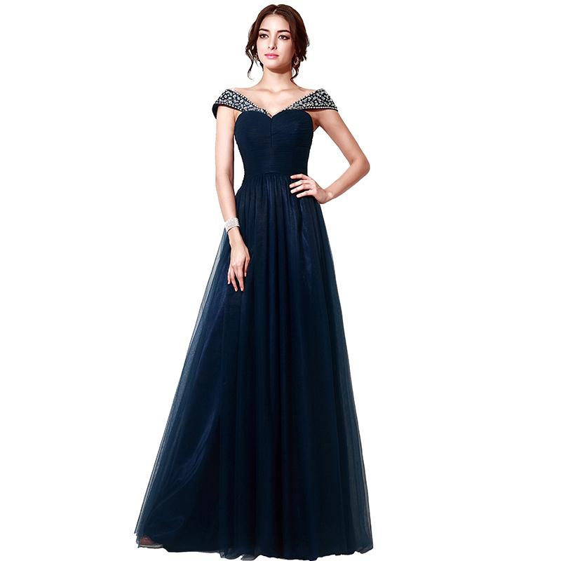 Elegant Off the Shoulder Long Prom Dresses Tulle Evening Dresses A-Line Formal Dresses