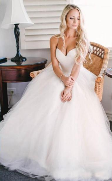 sweetheart simple elegant tulle long wedding dress, WD280