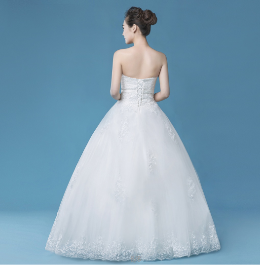 Strapless A-line floor-length simple wedding dress, wedding dress, WD74