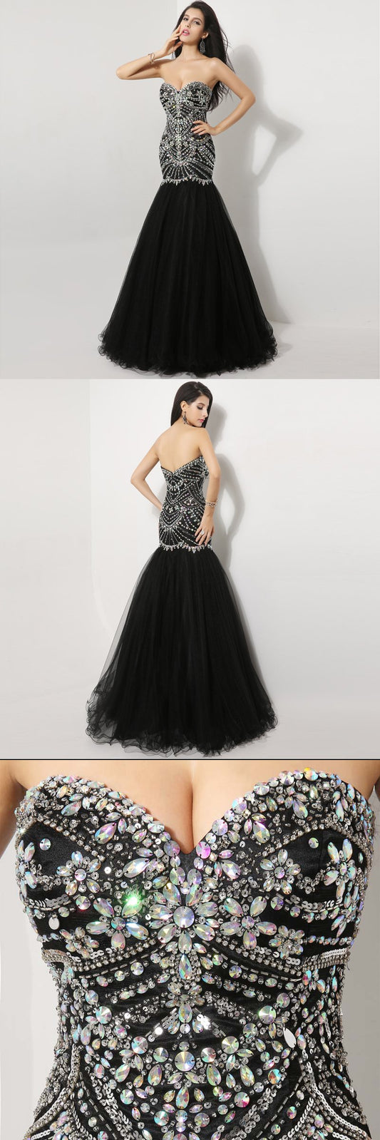 Luxurious Beaded Long Prom Dresses Sweetheart Evening Dresses Mermaid Formal Dresses