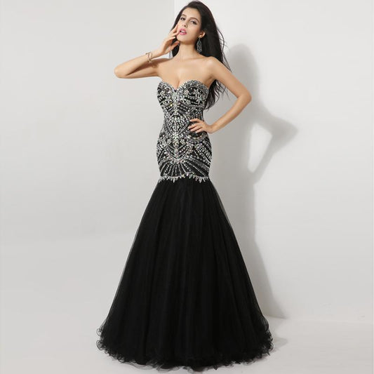 Luxurious Beaded Long Prom Dresses Sweetheart Evening Dresses Mermaid Formal Dresses