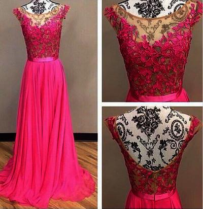 hot pink prom dress,long prom dress,charming prom dress,chiffon prom dress, prom dress, BD531