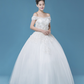 Off shoulder A-line floor-length wedding dress, charming wedding dress, WD75