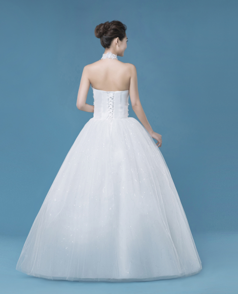 sleeveless halter long wedding dress, wedding dress for summer, WD80