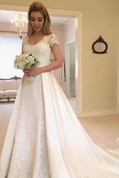 Modest Cap Sleeve Lace Wedding Dress, WD2304119