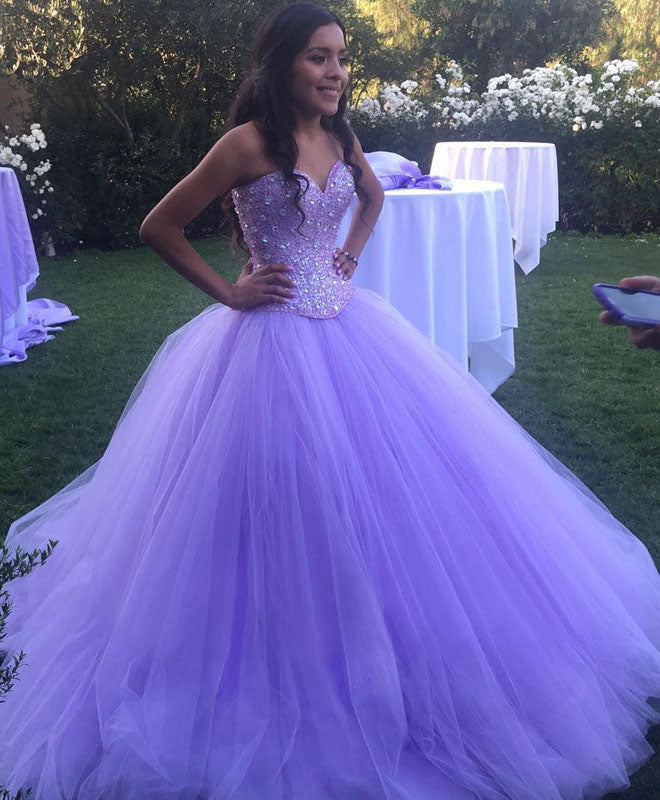 Lilac Tulle Sweetheart Ball Gown Prom Dress, PD2303228