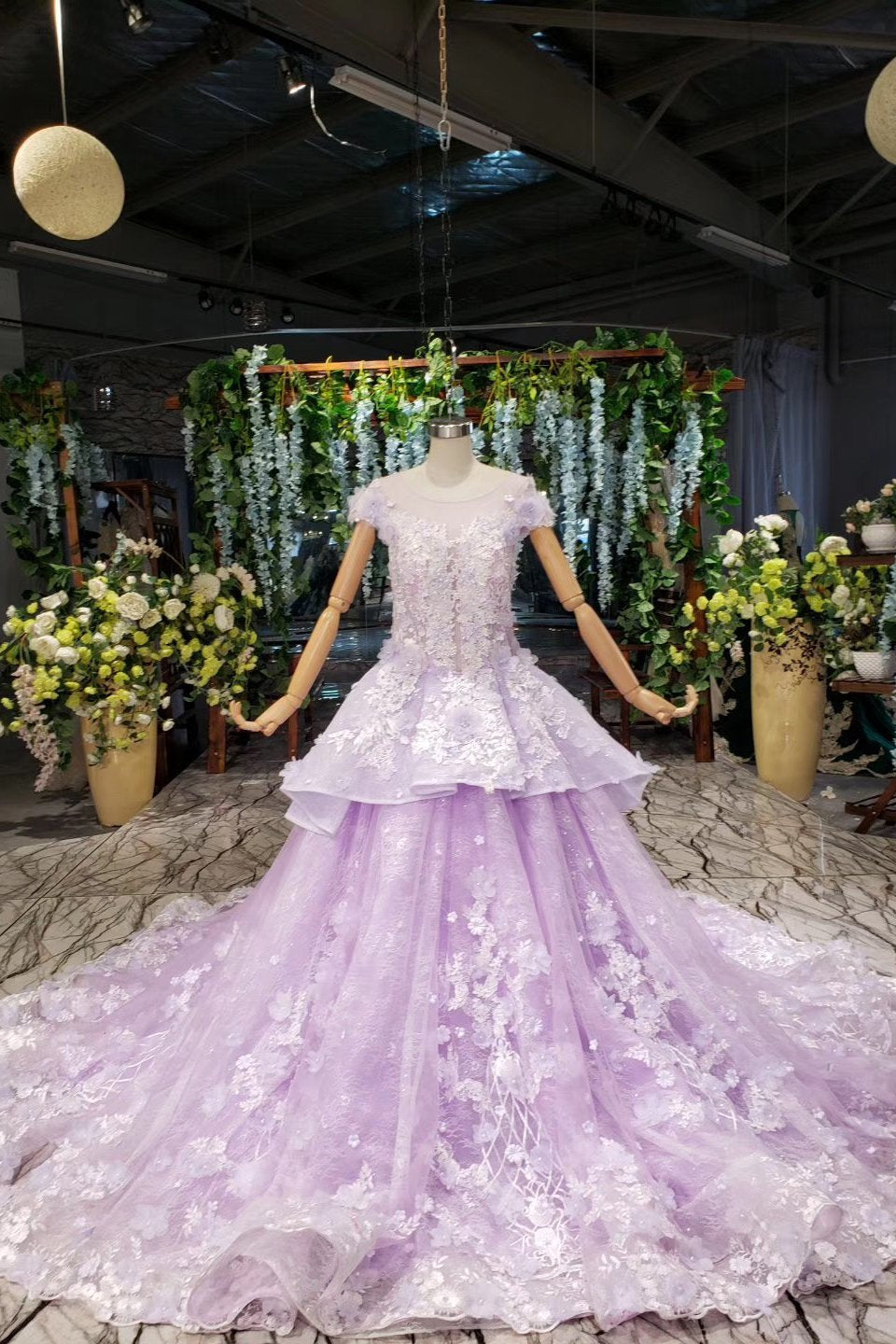 Lilac Floral Ball Gown Quinceanera Dress, PD23022221