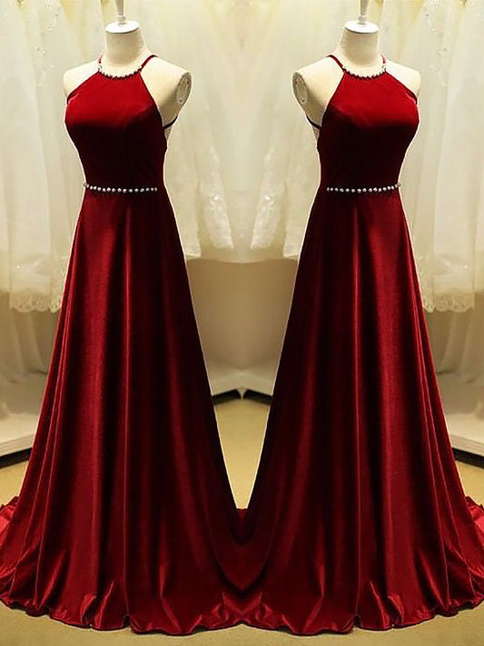 Red Jewel Sequence A-Line Prom Dress, PD23030516