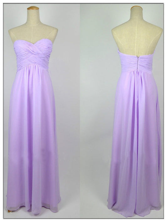 Lilac Sweetheart Neckline Prom Dress with Open Back, Long Formal Bridesmaid Dress, BD23031110