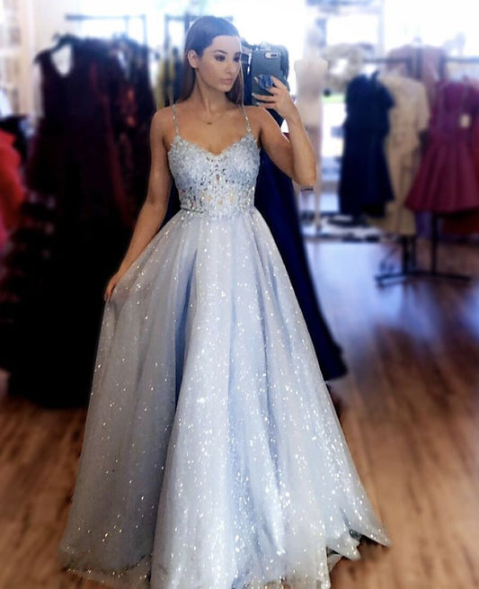A-Line Long Prom Dress with Lace Appliques, PD2303031