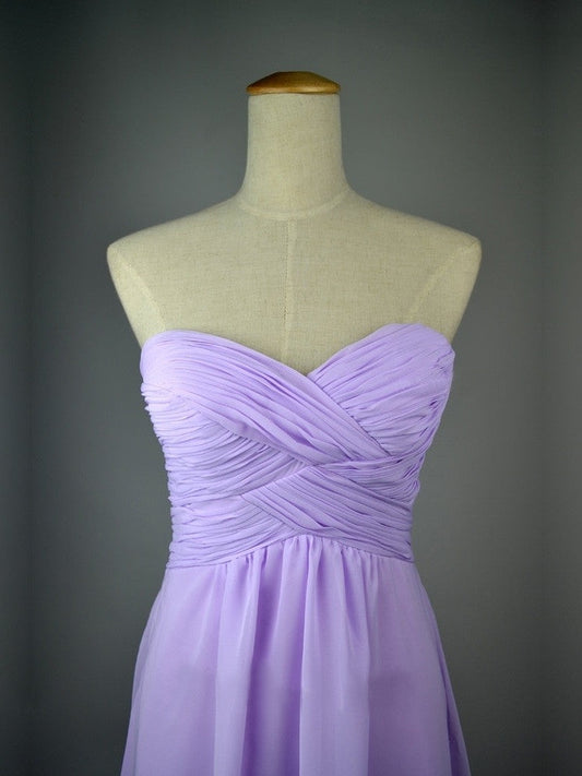 Lilac Sweetheart Neckline Prom Dress with Open Back, Long Formal Bridesmaid Dress, BD23031110