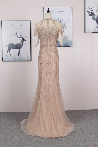 Beaded Cap Sleeve Sheath Dress - Gorgeous Long Prom Gown, PD23022211