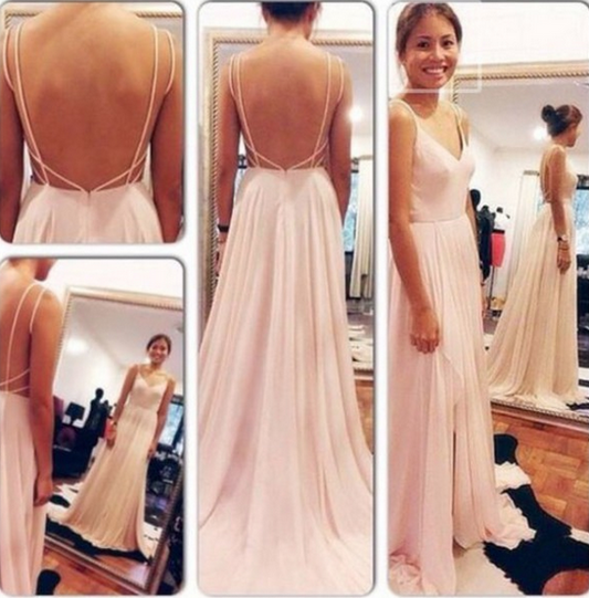 Pink Sweetheart Neckline Backless Prom Dress, Formal Bridesmaid Dress, BD23031113
