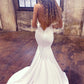 V-Neck White Lace Mermaid Prom Dresses, White Mermaid Lace Formal Bridesmaid Dresses, BD23031218