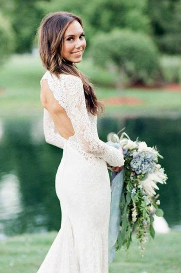 Ivory Mermaid Wedding Dress with Long Sleeves Ivory Mermaid Wedding Dress with Long Sleeves