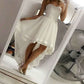 High-Low Satin Short Prom Dress with Sweetheart Neckline, PD23030312