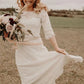 Ivory Lace Bateau Neck A-line Bridal Dress with 3-4 Sleeves, WD2303190