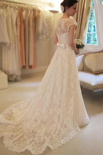 Cap Sleeve A-line Lace Wedding Dress, WD2302232