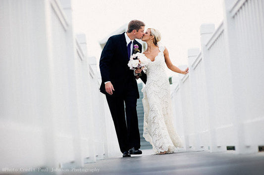 Ivory A-Line Backless V Neck Wedding Dress with Lace, WD23022637