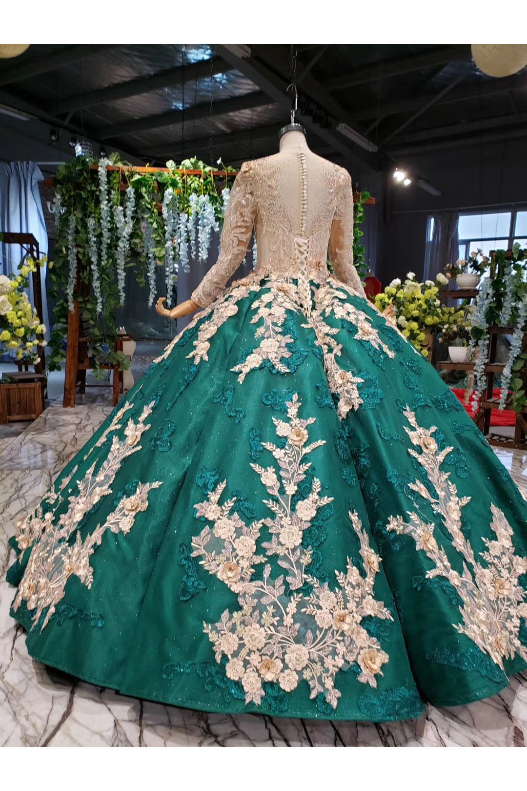 Elegant Applique Ball Gown Long Sleeve Quinceanera Dress - JLDressCA Elegant Applique Ball Gown Long Sleeve Quinceanera Dress - JLDressCA