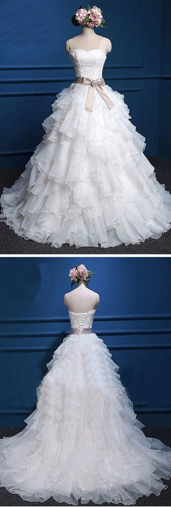 Chiffon Sweetheart Wedding Dress with Lace, WD23022691