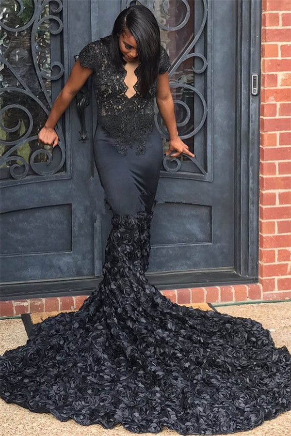 Shop Black Rose Pattern Mermaid Prom Dress at JLDressCA - PD2303313 Shop Black Rose Pattern Mermaid Prom Dress at JLDressCA - PD2303313