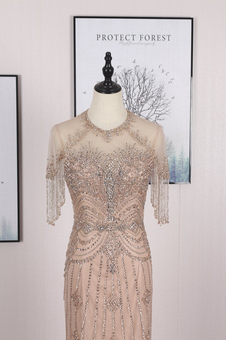 Beaded Cap Sleeve Sheath Dress - Gorgeous Long Prom Gown, PD23022211